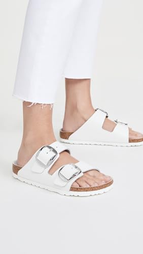 Image of Birkenstock Women's Arizona Big Buckle Sandals, White, 7 Narrow US