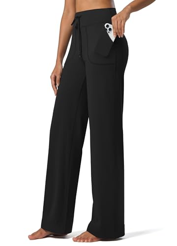 Willit Women's Wide Leg Pants Yoga Pants with Pockets High Waist Stretch Casual Lounge Comfy Pants 29" 31"2