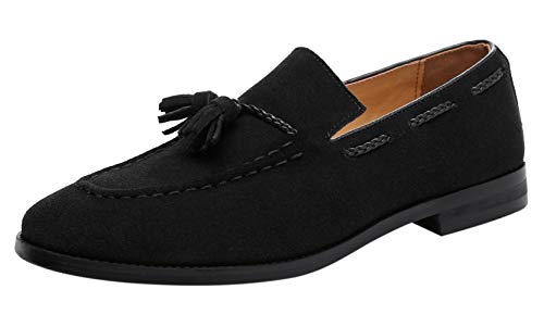 Santimon Mens Loafers Tassel Fringe Suede Casual Driving Slip on Dress Shoes Moccasins