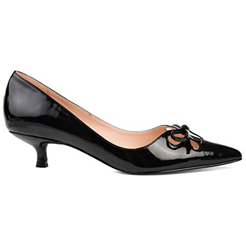 Brinley Co. Womens Cut-Out Bow Kitten Heel Pump Black, 10 Regular US