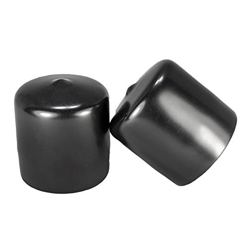 Prescott Plastics 8 Pack : Vinyl Round Pipe End Cap Cover Black Rubber Plastic Tube Hub Caps Tubing Post Marine Safety Stretchable PVC (1.5" (1 1/2"))