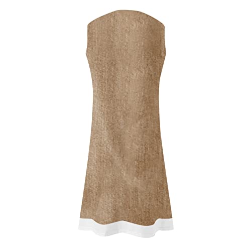 Conjuntos de vestidos casuais femininos de gola redonda sem mangas com ajuste solto 2 peças 2 peças