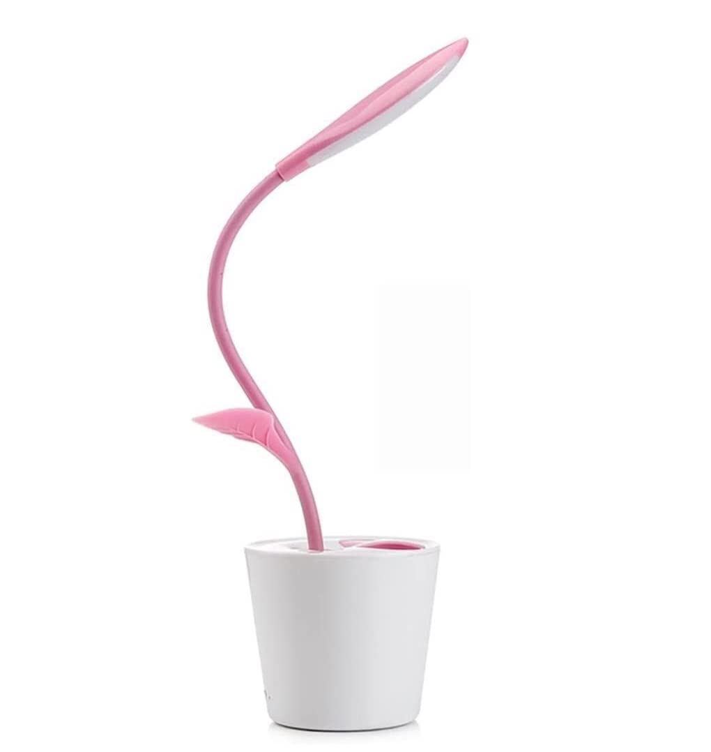 Ochrona Oczu Lampa Biurkowa Roślinna Lampka Nocna Student Ochrona Oczu USB Ładowanie Uchwyt Na Długopis LED Lampa Biurkowa(Pink)