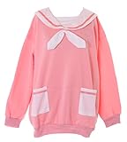 Material: 100% Polyester Kawaii-Story TS-340-1 Rosa Schleife Matrose Teddy Bär Kragen Bestickt Sweatshirt Pullover Pastel Goth