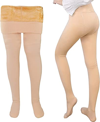 Louis Donné Frauen Strumpfhose Winter Gefälschte Durchscheinende Warme Fleece Strumpfhosen Makellose Beine Leggings Fleece Gefüttert Schlanke Hose Damen Thermostrumpfhose Plüschstrümpfe 120g Black Cover