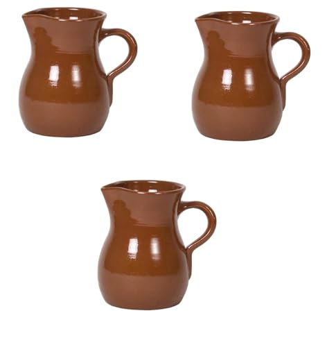 PCMOVILES – Pack de 3 Jarras para Vino de Barro 1000 ml | Jarras Tradicionales para Hostelería y Hogar | 15 x 20 cm | Ideal Restaurantes, Bares y Mesas Rústicas