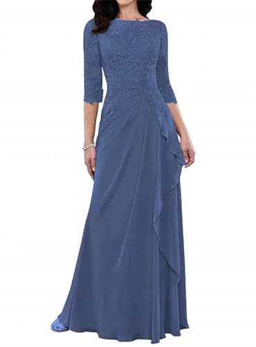 Laces Appliques Mother of The Bride Dresses 3/4 Sleeve Elegant Mother of The Groom Dress for Wedding Guest