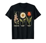 Photo Gallery fiori botanici vintage - foxglove daisy tulip maglietta Photo Gallery fiori botanici vintage - foxglove daisy tulip maglietta