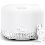 ASAKUKI 500ml Premium, Essential Oil Diffuser with Remote Control, 5 in 1 Ultrasonic Aromatherapy Fragrant Oil Humidifier Vaporizer, Timer and Auto-Off Switch White