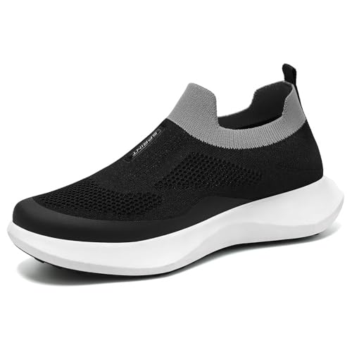 Zapatillas de deporte para hombre, ligeras, deportivas, atléticas, para gimnasio, fitness, entrenamiento, malla transpirable, para exteriores, antideslizantes, para correr, Black, 38 2/3 EU