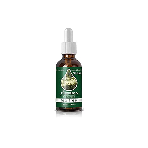 Sierra Naturals & Pure Tea Tree Oil Serum for Face Acne & Dry Skin Moisturizing Essential Oil Benefits for Skin Anti-Oxidant with Vitamin E Oil 1 Oz