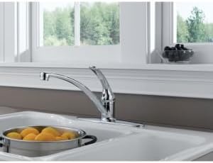 Delta Foundations Chrome Kitchen Faucet, Contemporary 3 Hole Kitchen Sink Faucet, Single Handle, Chrome B1310LF - Image 4