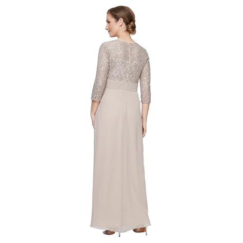 Image of Alex Evenings Womens Long Lace Top Empire Waist Dress