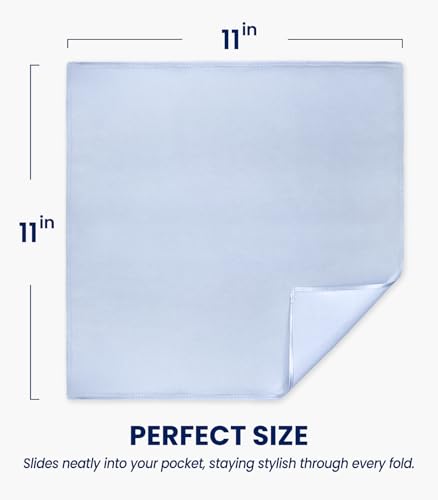 Image of Selected Hanky 100% Pure Silk Pocket Square for Men | 100% Mulberry Silk with hand-rolled edges; pairs with a suit, blazer, or tuxedo for weddings, formal events, and daily wear.