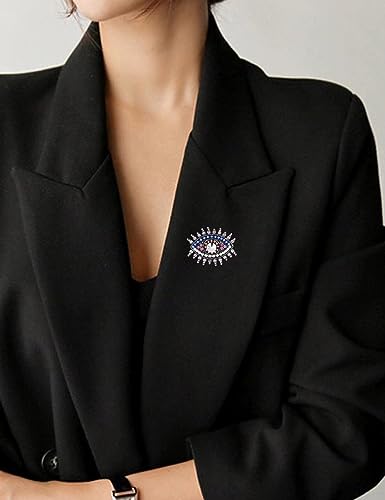 Image of Retro Evil Eye Brooch Fashion Unique Crystal Pearl Abstract Eyes Brooches Pin Badge for Women Bridal Jewelry Gift