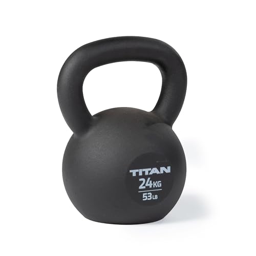 Titan Fitness 24 KG Cast Iron Kettlebell, Single Piece Casting, KG and LB Markings, Full Body Workout