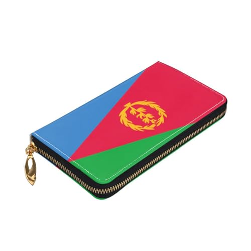 Leather Women Wallets, Long Credit Card Holder, Eritrean flag Print Billfold Clutch & Travel Purse Large Capacity3