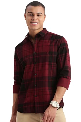Image of SHOWOFFFF Men Check Print Casual Shirt | Spread Collar Full Sleeves Cotton Shirt for Mens | Slim Fit Regular Length Shirt for Men's