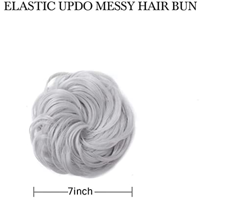 Voarge Hair Scrunchies & Buns, Silver-Grey Hair Pieces, Messy Donuts & Ponytails, Girls Extensions - 60B - Image 3