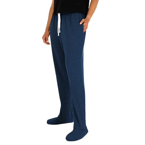 Pantalon de survêtement avec pieds pour femme - Taille haute - Élastique - Cordon de serrage - Avec poches - Coton doux et confortable - Pour le salon, le...