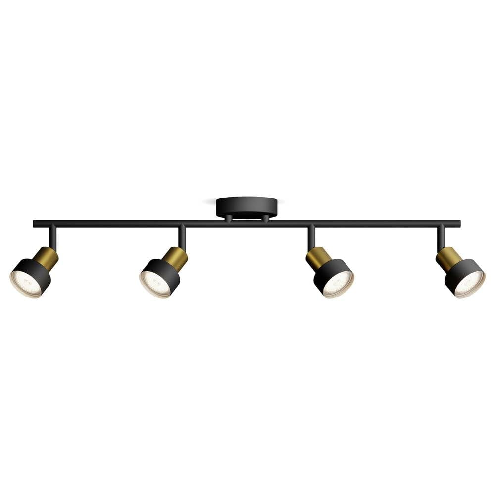 Philips Conduit Spot 4 têtes, GU10 non inclus, Laiton, IP20