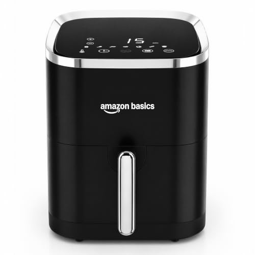 Image of Amazon Basics 3.5L Electric Air Fryer | 1200 W | Temp. Settings Up to 200C | 7 Pre-set Options | 360 High Speed Air Circulation | Non-Stick Coated | Touch Control Display | Black|BIS Certified