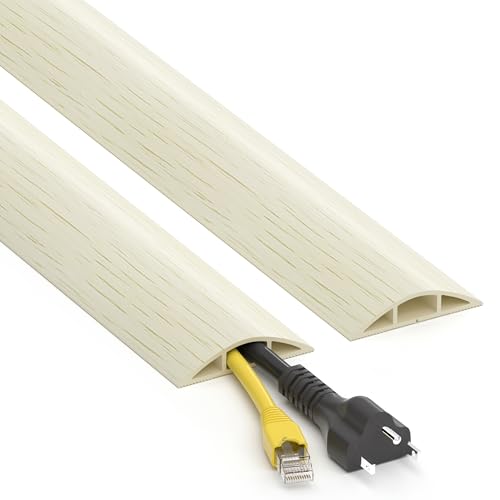 image for ZhiYo Floor Cord Cover 4ft, White Oak Wood Cord Hider Floor Hide Exten