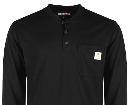 Image of BOCOMAL FR Shirts Flame Resistant Shirt 5.5oz 100% Cotton Light Weight CAT2 Fire Retardant Henley Shirts