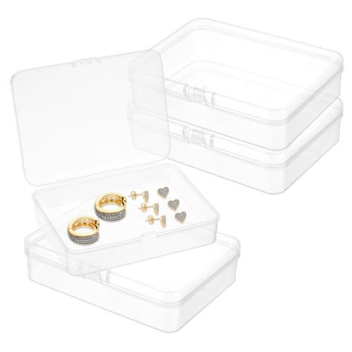 4 Stück Kleine Aufbewahrungsbox Plastikbox mit Deckel,Transparent Perlen Aufbewahrungsbox,Klassifizierung Kleine Box,für Pillen,Perlen,Schmuck,Handwerk...