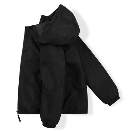 Image of SUNDAY ROSE Boys Windbreaker Jacket Hooded Lightweight Windroof Water-resistant Outdoor Coats for Kids