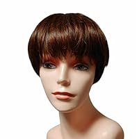 人毛ミックス 高品質 フルウィッグ 医療用 ショート カール ブラウン ウィッグ 医療用ウィッグ 総手植え 人毛MIX カールショート｜ウィッグの
