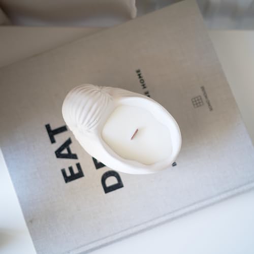 Image of Concrete Sea Shell Jar Candle | Velvet Rose Aroma | 12+Hours Burn Time | Perfect for Home Decor & Gifting (J)