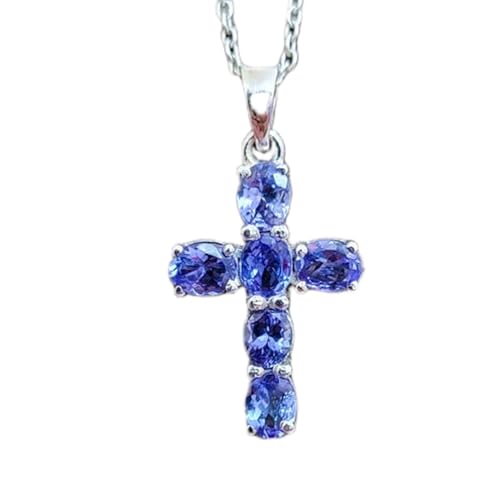 Collier tanzanite bleue ovale, le cadeau idéal en argent pour femme