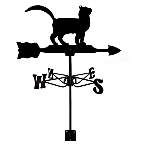 BRLIBESE Weathervane Roof Mount Cat Ornament Direction Indicator Outdoor Garden Decor Farmhouse Decorative Wind Vane Weathercock Easy to Assemble