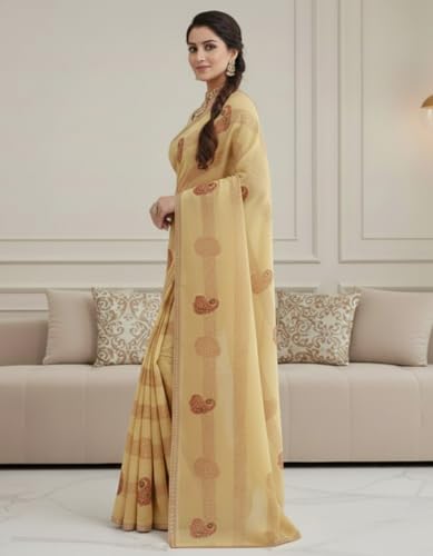 Image of Yashika Women's Georgette Art Silk Bandhej Zari Work Embroidered Saree | Women Sari