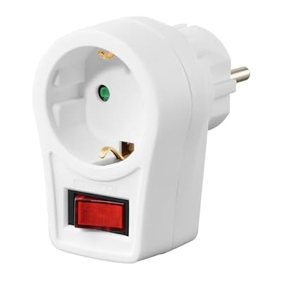 Hama Enchufe con interruptor (Adaptador de toma de corriente, con protección, para ahorrar energía, para apagar dispositivos que no se necesitan) Color Blanco, 00223212