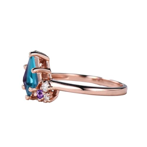 Alexandrite Ring for Women 925 Sterling Silver Kite Cut Alexandrite Rings Alexandrite Engagement Ring Alexandrite and Moissanite Ring Free Engraving4