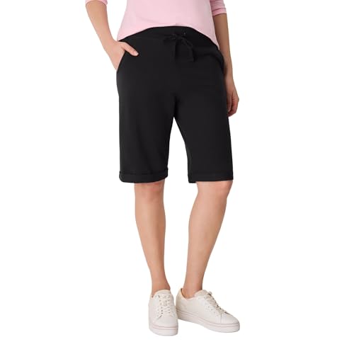 Hanes - Pantalones cortos para mujer, bermudas de rizo francés con bolsillo y forro polar de punto, bermudas para mujer, 28 cm, Negro -, Large