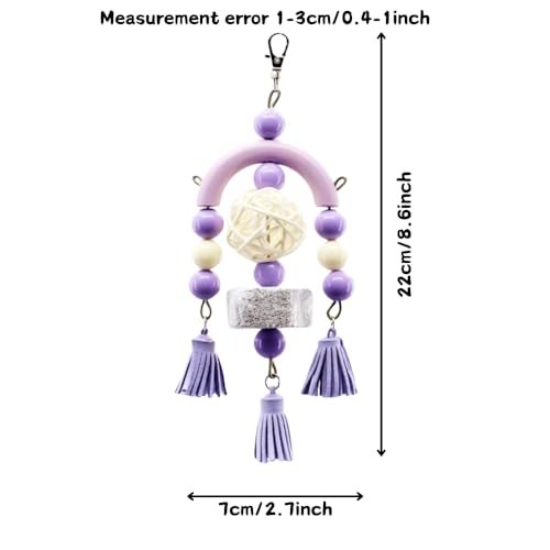 Image of 3PCS Bird Toys Bird Foraging Toys Chewing Hanging Birdcage Swing Cage Accessories Parrot Climbing Ladder for Conure Parakeet Cockatiel Budgies Lovebird Parrotlet (Purple)