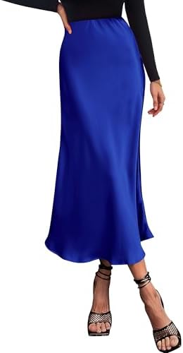 BTFBM 2025 Womens Summer Fall Long Satin Skirt Silk Elegant High Waist Cocktail Party Wedding Flowy A-Line Midi Skirts
