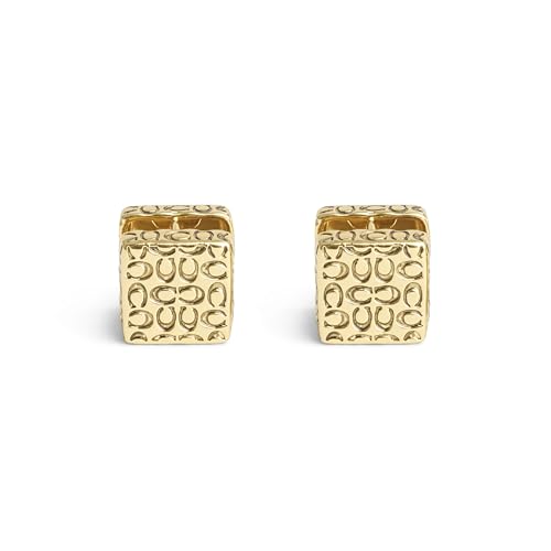 COACH Women's Signature Quilted Cube Huggie Earrings3