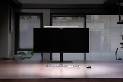 Image of BenQ ScreenBar Pro Monitor Light Bar, LED Screen Lamp with Motion Sensor, clamp, Touch Control, USB-C Power, Ultra Wide Lighting, Dimmable Eye-Care Lamp, Adjustable Colour Temperature (Silver)
