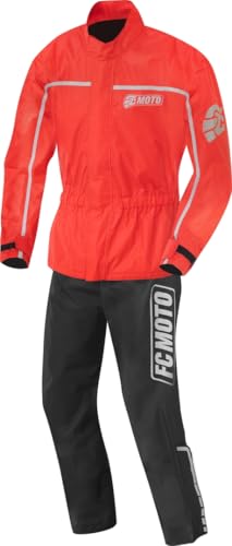 FC-Moto Urban Rain Kit Tuta antipioggia da moto a due pezzi, nero/rosso, XL