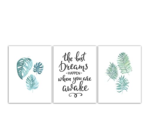 Eenvoudige Tekening Van Groene Bladeren En Tekst Decoratie 3 Schilderijen Wall Art Foto Canvas Wall Art Print Op Canvas Canvas Schilderij Voor Thuis Moderne Decoratie Stuk Woonkamer Hotel Decoratie