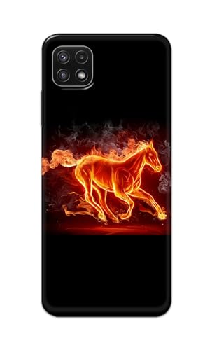 Image of PRINTFIDAA Printed Hard Back Cover Case for Samsung Galaxy A22 5G | A22s 5G | Samsung F42 5G Back Cover (Fiery Horse) -112