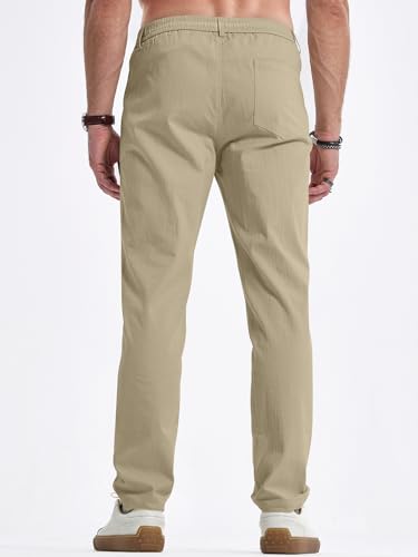 JMIERR Men's Casual Chino Pants Stretch Washed Crinkle 4 Way Textured Pants with Zipper Pockets and Elastic Waistband3