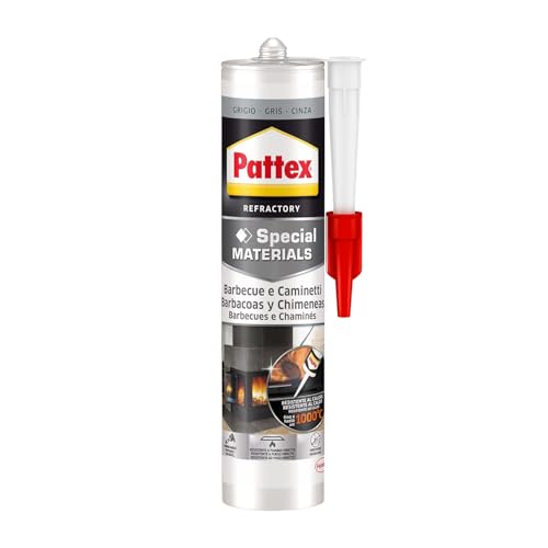 Pattex Silicona barbacoas y chimeneas, gris, resiste al fuego, 500gr