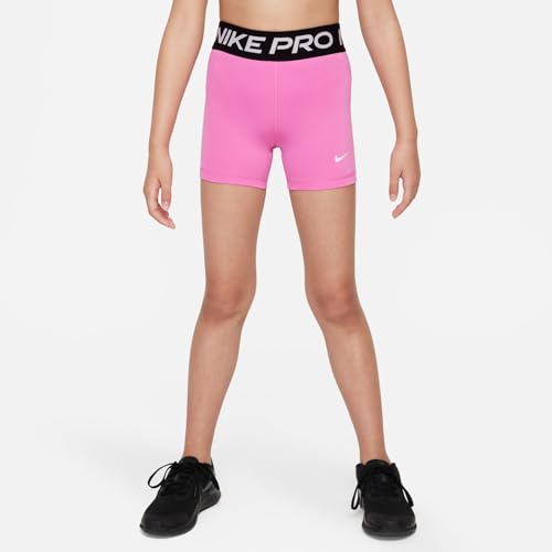 Image of Nike Girls' Pro Shorts (Little Big Kid), Playful Pink /Black /White