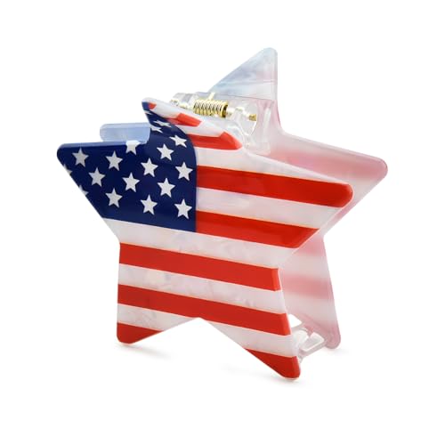 Fourth of July Claw Clip for Women Teens 4th of July Hair Accessories for Girls Women Star Red White and Blue Hair Clips for Kids American Flag Claw Clip Independence Day Hairclips Star Hair Clips image 4