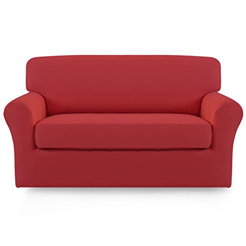 Image of Easy-Going 2 Pieces Stretch Loveseat Couch Sofa Slipcover Washable